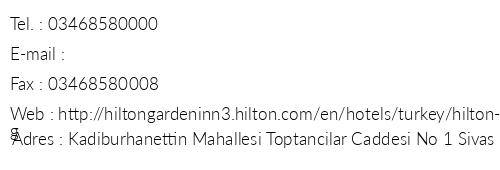 Hilton Garden nn Sivas telefon numaralar, faks, e-mail, posta adresi ve iletiim bilgileri