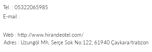 Hirande Otel telefon numaralar, faks, e-mail, posta adresi ve iletiim bilgileri