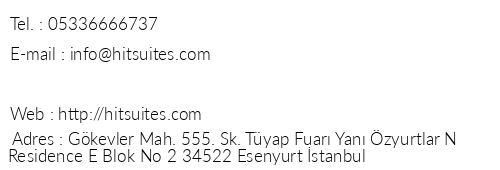 Hit Suites telefon numaralar, faks, e-mail, posta adresi ve iletiim bilgileri