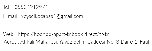 Hodhod Apart telefon numaralar, faks, e-mail, posta adresi ve iletiim bilgileri