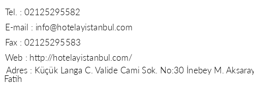 Hotel Ay stanbul telefon numaralar, faks, e-mail, posta adresi ve iletiim bilgileri