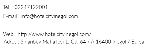 Hotel City negl telefon numaralar, faks, e-mail, posta adresi ve iletiim bilgileri