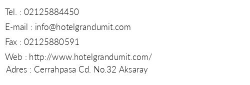 Hotel Grand mit telefon numaralar, faks, e-mail, posta adresi ve iletiim bilgileri