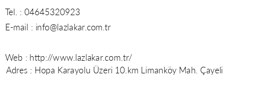 Hotel Lazlakar telefon numaralar, faks, e-mail, posta adresi ve iletiim bilgileri