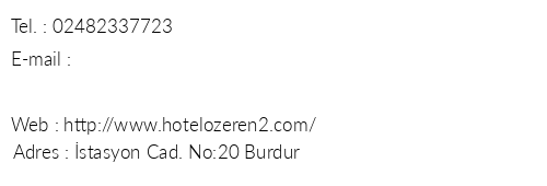 Hotel zeren 2 telefon numaralar, faks, e-mail, posta adresi ve iletiim bilgileri