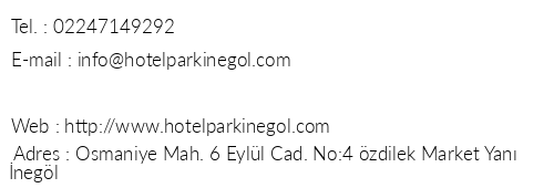 Hotel Park negl telefon numaralar, faks, e-mail, posta adresi ve iletiim bilgileri