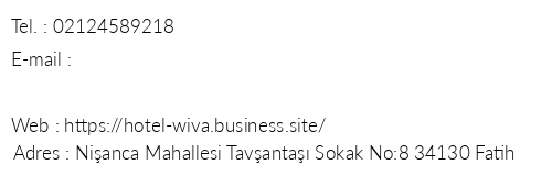 Hotel Wiva telefon numaralar, faks, e-mail, posta adresi ve iletiim bilgileri