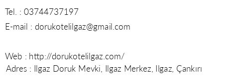 Doruk Otel Ilgaz telefon numaralar, faks, e-mail, posta adresi ve iletiim bilgileri