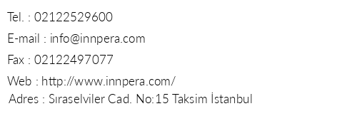 nnpera Hotel telefon numaralar, faks, e-mail, posta adresi ve iletiim bilgileri