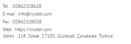 Iris Otel telefon numaralar, faks, e-mail, posta adresi ve iletiim bilgileri