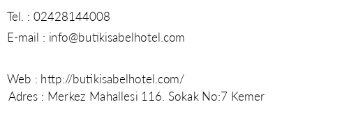 sabel Hotel telefon numaralar, faks, e-mail, posta adresi ve iletiim bilgileri