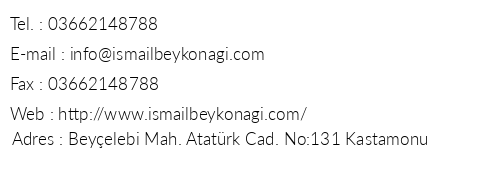 smail Bey Kona Otel telefon numaralar, faks, e-mail, posta adresi ve iletiim bilgileri