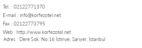stinye Krfez Otel telefon numaralar, faks, e-mail, posta adresi ve iletiim bilgileri