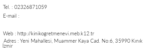 zmir Knk retmenevi telefon numaralar, faks, e-mail, posta adresi ve iletiim bilgileri