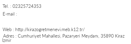 zmir Kiraz retmenevi telefon numaralar, faks, e-mail, posta adresi ve iletiim bilgileri