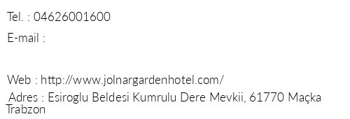 Jolnar Garden Hotel telefon numaralar, faks, e-mail, posta adresi ve iletiim bilgileri