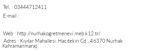 Kahramanmara Nurhak retmenevi telefon numaralar, faks, e-mail, posta adresi ve iletiim bilgileri