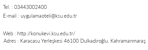 Kahramanmara St mam niversitesi  Uygulama Oteli telefon numaralar, faks, e-mail, posta adresi ve iletiim bilgileri