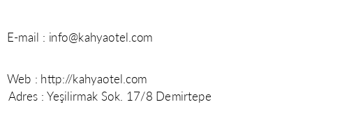 Kahya Hotel telefon numaralar, faks, e-mail, posta adresi ve iletiim bilgileri