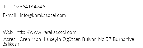 Karaka Otel telefon numaralar, faks, e-mail, posta adresi ve iletiim bilgileri