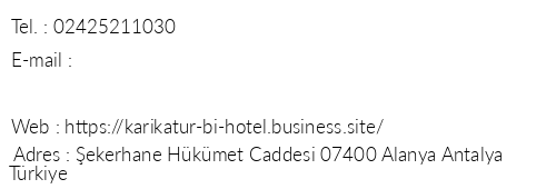 Karikatur Bi Hotel telefon numaralar, faks, e-mail, posta adresi ve iletiim bilgileri