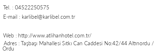 Atlhan Hotel telefon numaralar, faks, e-mail, posta adresi ve iletiim bilgileri