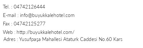 Byk Kale Hotel telefon numaralar, faks, e-mail, posta adresi ve iletiim bilgileri