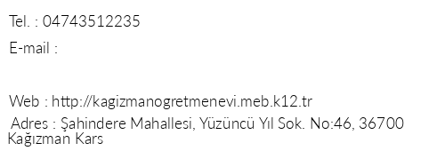 Kars Kazman retmenevi telefon numaralar, faks, e-mail, posta adresi ve iletiim bilgileri