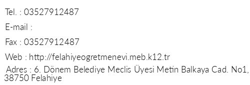 Kayseri Felahiye stikbal retmenevi telefon numaralar, faks, e-mail, posta adresi ve iletiim bilgileri