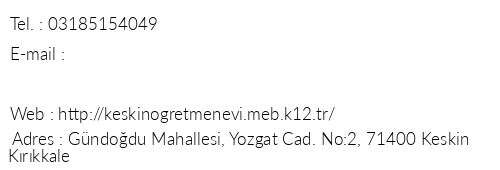 Krkkale Keskin retmenevi telefon numaralar, faks, e-mail, posta adresi ve iletiim bilgileri