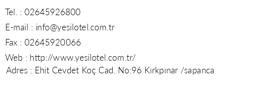 Krkpnar Yeil Otel telefon numaralar, faks, e-mail, posta adresi ve iletiim bilgileri