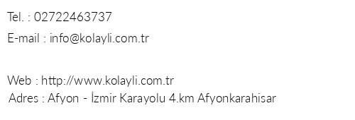 Kolayl Hotel telefon numaralar, faks, e-mail, posta adresi ve iletiim bilgileri