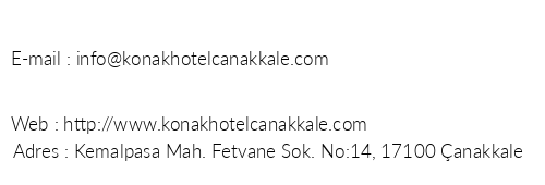 Konak Hotel anakkale telefon numaralar, faks, e-mail, posta adresi ve iletiim bilgileri