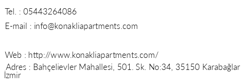 Konakl Apart telefon numaralar, faks, e-mail, posta adresi ve iletiim bilgileri