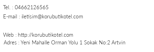 Koru Butik Otel telefon numaralar, faks, e-mail, posta adresi ve iletiim bilgileri