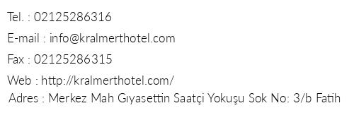 Kral Mert Hotel telefon numaralar, faks, e-mail, posta adresi ve iletiim bilgileri