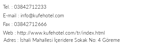 Kufe Hotel telefon numaralar, faks, e-mail, posta adresi ve iletiim bilgileri
