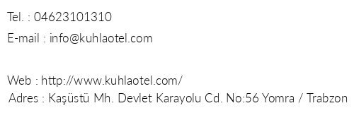 Kuhla Boutique Suite Hotel telefon numaralar, faks, e-mail, posta adresi ve iletiim bilgileri