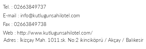 Kutlugn Sahil Otel telefon numaralar, faks, e-mail, posta adresi ve iletiim bilgileri