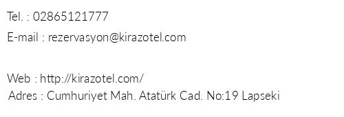 Lapseki Kiraz Otel telefon numaralar, faks, e-mail, posta adresi ve iletiim bilgileri