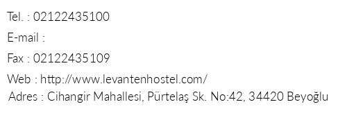 Lavanten Hostel telefon numaralar, faks, e-mail, posta adresi ve iletiim bilgileri