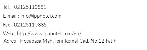 Le Petit Palace Hotel telefon numaralar, faks, e-mail, posta adresi ve iletiim bilgileri
