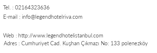 Legend Hotel Park telefon numaralar, faks, e-mail, posta adresi ve iletiim bilgileri