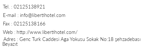 Liberty Hotel stanbul telefon numaralar, faks, e-mail, posta adresi ve iletiim bilgileri