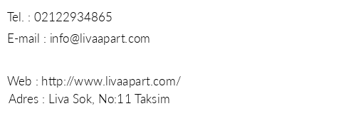Liva Suite Hotel telefon numaralar, faks, e-mail, posta adresi ve iletiim bilgileri