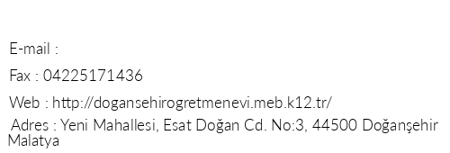 Malatya Doanehir retmenevi telefon numaralar, faks, e-mail, posta adresi ve iletiim bilgileri