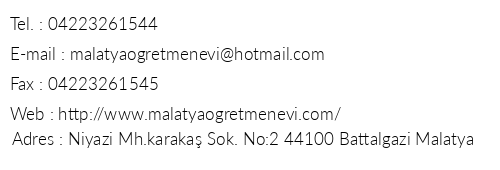Malatya retmenevi telefon numaralar, faks, e-mail, posta adresi ve iletiim bilgileri