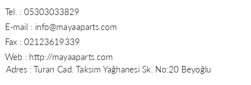 Maya Aparts telefon numaralar, faks, e-mail, posta adresi ve iletiim bilgileri