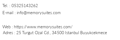 Memory Suites telefon numaralar, faks, e-mail, posta adresi ve iletiim bilgileri