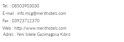 Merit Cyprus Gardens Holiday Village telefon numaralar, faks, e-mail, posta adresi ve iletiim bilgileri